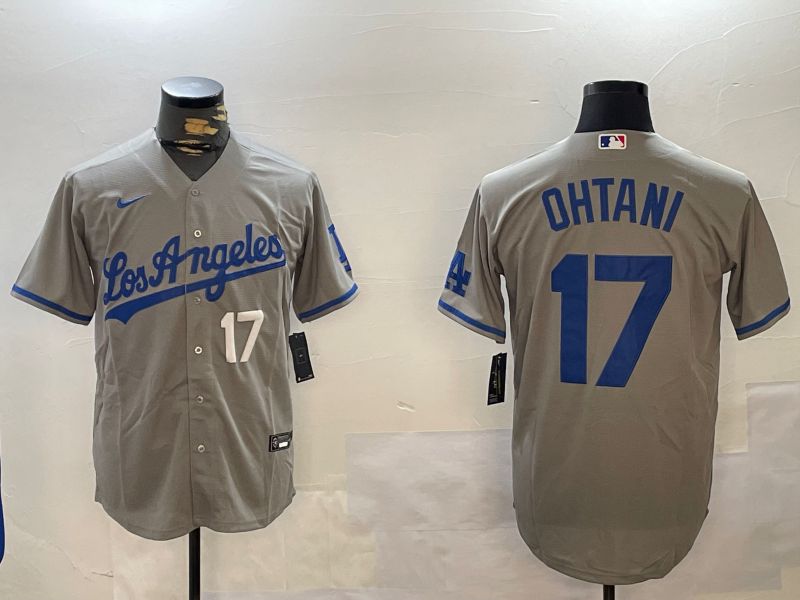 Men Los Angeles Dodgers #17 Ohtani Grey Game 2024 Nike MLB Jersey style 12162